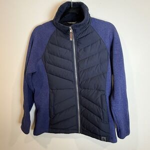 LL Bean Downtek Blue Fleece Hybrid Puffer‎ Jacket Womens Outdoor Warm